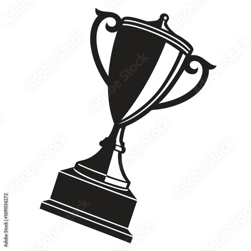 Black Trophy Cup Silhouette Vector Set | Champion Prize Icon Collection