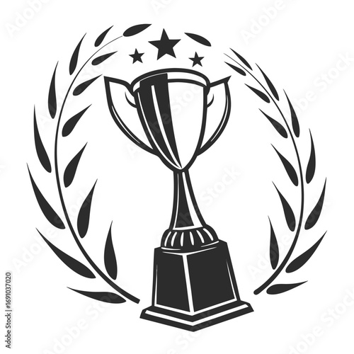 Black Trophy Cup Silhouette Vector Set | Champion Prize Icon Collection