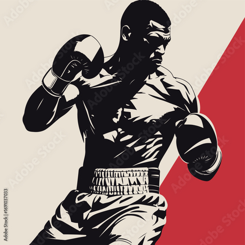 boxer silhouette vector