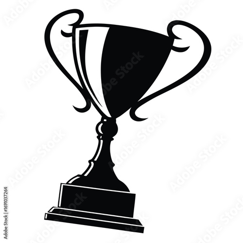 Black Trophy Cup Silhouette Vector Set | Champion Prize Icon Collection
