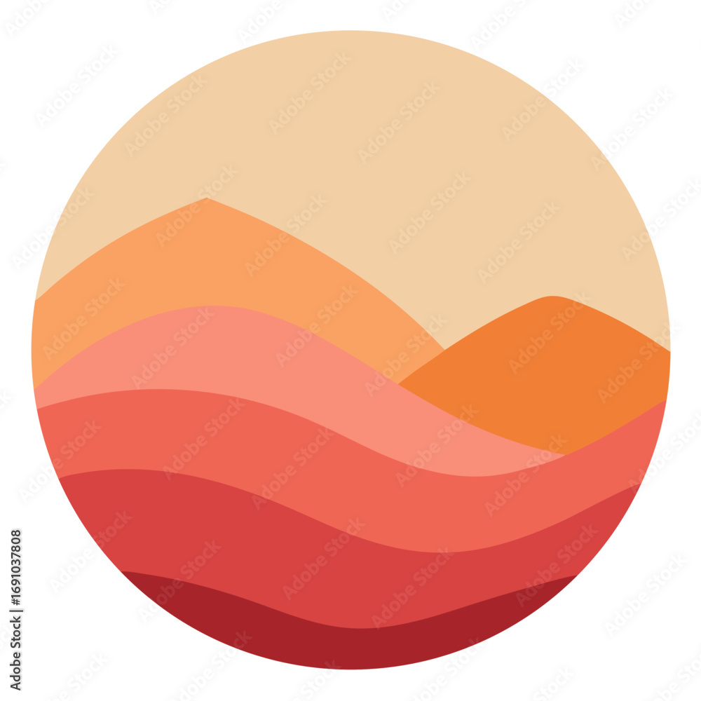 Obraz premium Abstract vector landscape art serene desert dunes and hills illustration