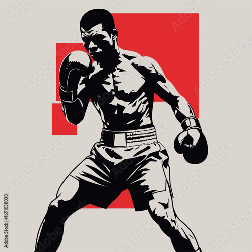 boxer silhouette vector