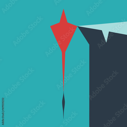 Abstract vector landscape illustration of a coastal cliff with a celestial element
