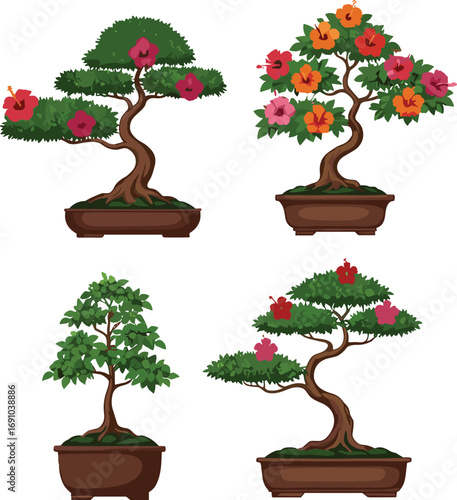 bonsai tree, flowering bonsai, miniature tree, ornamental plant, indoor bonsai, potted bonsai, decorative bonsai, artistic bonsai, blooming bonsai, Japanese bonsai, floral bonsai