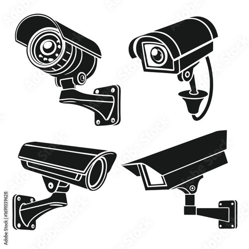 Modern Surveillance Camera Icons | CCTV Security System Vector Pack