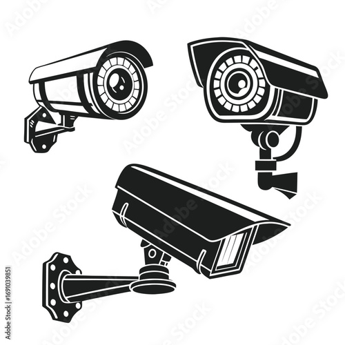 Modern Surveillance Camera Icons | CCTV Security System Vector Pack