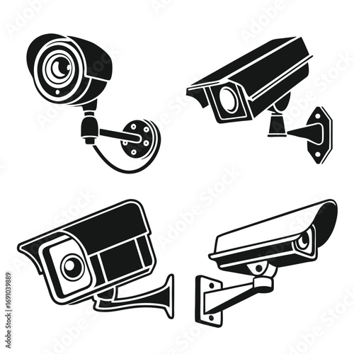 Modern Surveillance Camera Icons | CCTV Security System Vector Pack