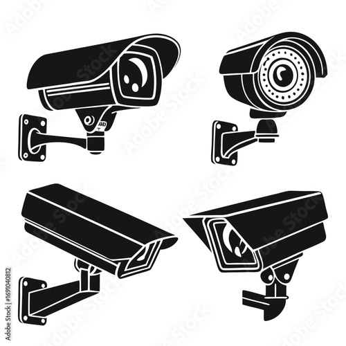 Modern Surveillance Camera Icons | CCTV Security System Vector Pack