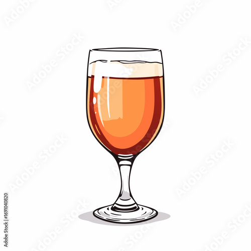 Elegant Glass of Amber Beer with Frothy Head Illustration.