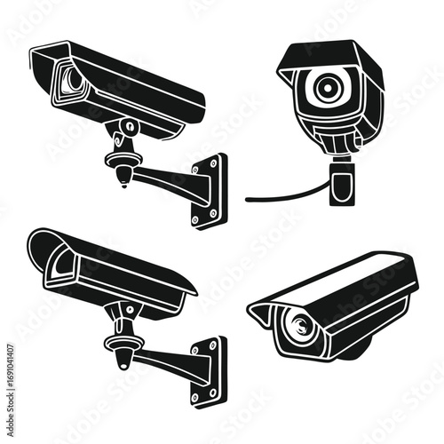 Modern Surveillance Camera Icons | CCTV Security System Vector Pack