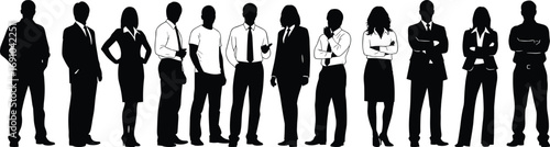 Wallpaper Mural Professional business people silhouette group standing together in formal corporate attire illustration vector design for teamwork, leadership, office, company, and success. Torontodigital.ca