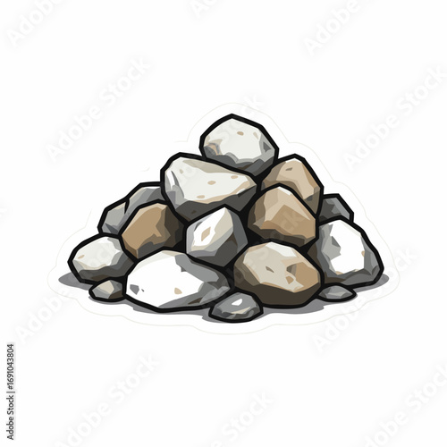 Pile of Rough Irregularly Shaped Natural Stones.