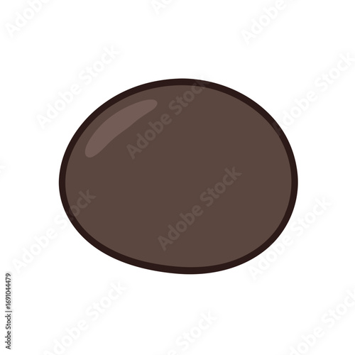 Smooth brown oval shape with dark outline and subtle light reflection minimalist vector style.