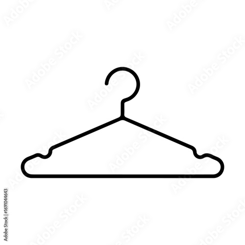 Minimalist line art of a clothes hanger essential for wardrobe organization and storage solutions vector