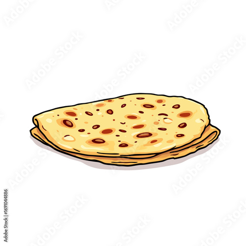 Stacked Indian Flatbread with Speckles and Hints of Green.