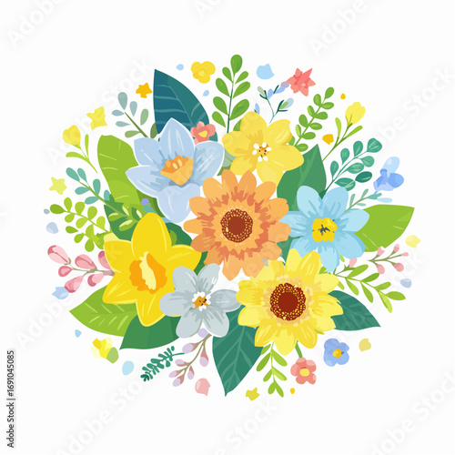 Ein frühlingshafter Blumenstrauß mit zarten Blüten