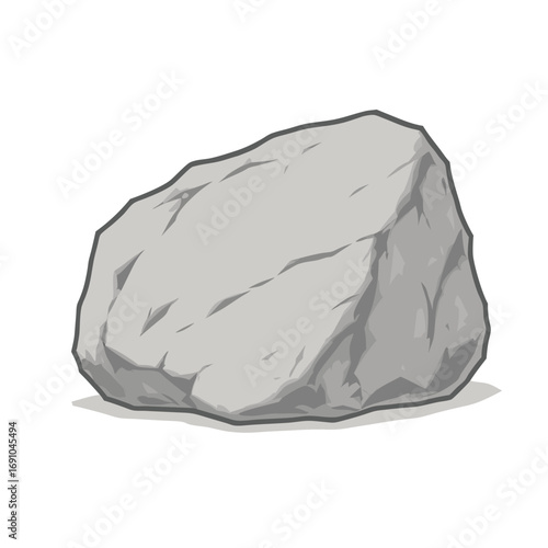 Stylized grey rock with rough angular facets and dark outlines a natural stone element.