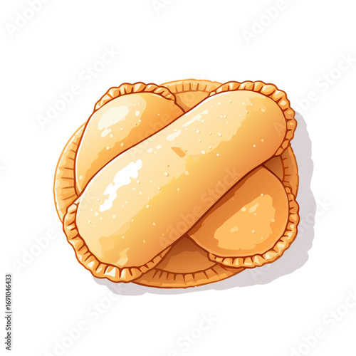 TopDown View of a Creamy Baked Empanada with Crust.