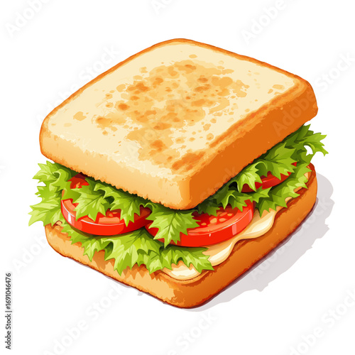 Toasted Bread Sandwich with Lettuce and Tomato Slices.