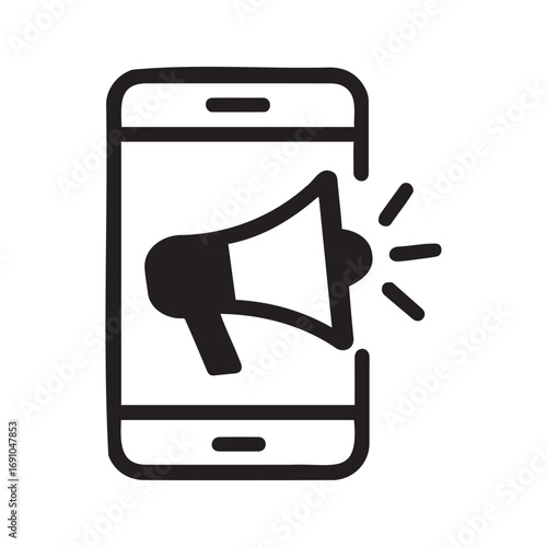 Minimalist Smartphone with Megaphone Icon  Mobile Marketing and Notification Concept Vector