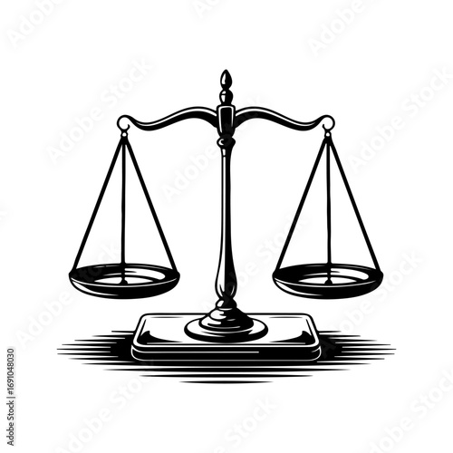 Vintage scales of justice symbol representing fairness equity and law with retro appeal vector