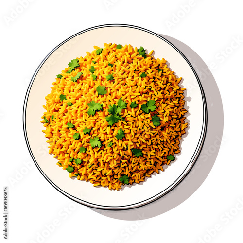 Vibrant Yellow and Purple Rice Pilaf with Fresh Cilantro Garnish.