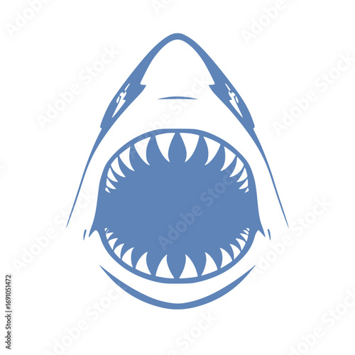Aggressive shark mouth open vector graphic fierce predator illustration transparent background
