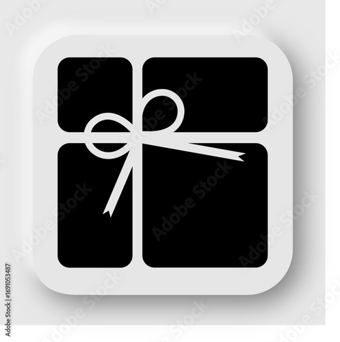 White Soft UI Gift Box Icon with Bow. Flat Minimal Symbol for Shopping and Apps.