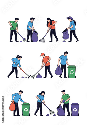People cleaning environment together working as community team