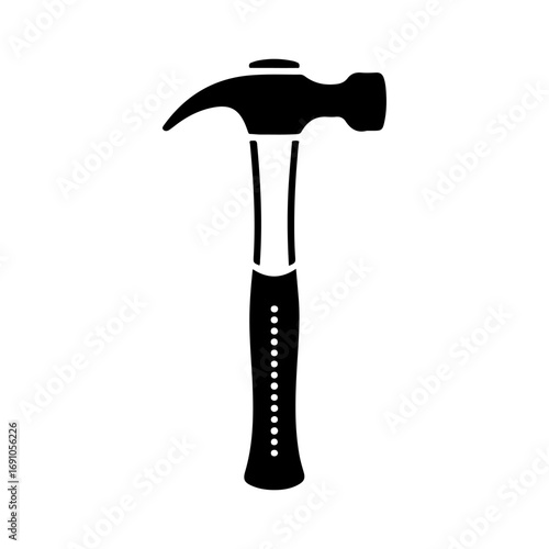 Classic claw hammer silhouette icon for construction renovation diy projects and workshop tools vector