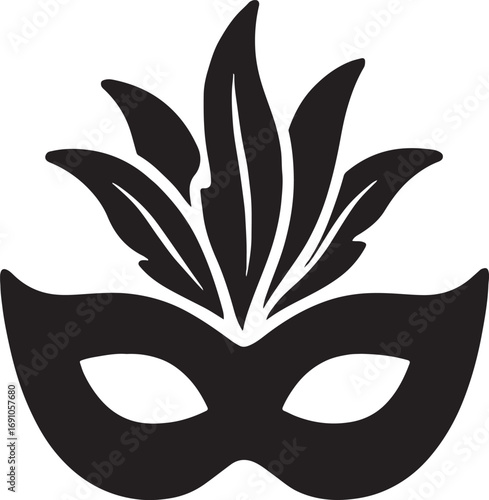 Folkloric carnival mask silhouette with traditional festival, cultural heritage, and festive art.