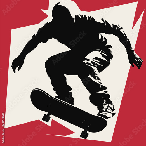 vector silhouette of skateboarder