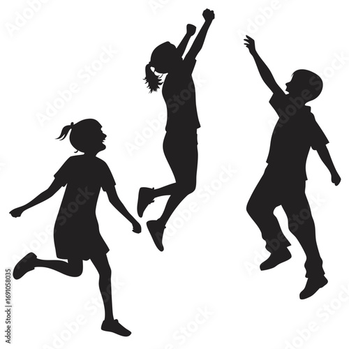 Kids jumping together