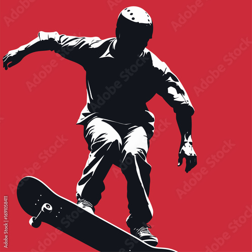 vector silhouette of skateboarder