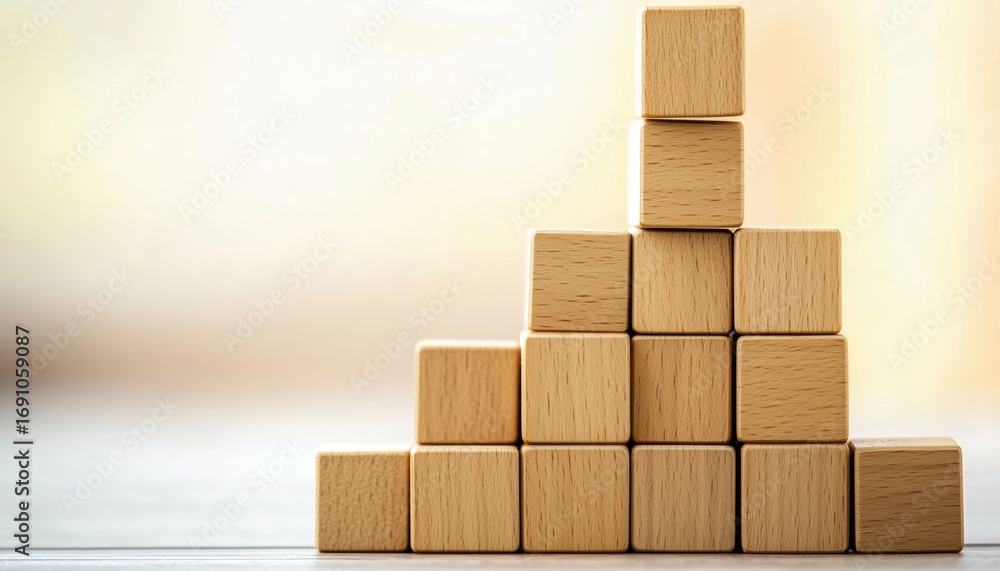 Obraz premium Building Blocks And Growing A Business: A Symbol Of Success, Motivation, Ambition, And Achievement For Entrepreneurs. Unlocking Potential And Progress.