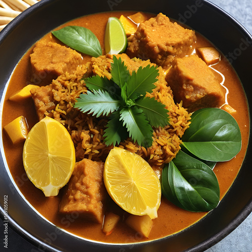 Sajian sop buntut dalam mangkuk keramik tua, potongan ekor sapi dengan sumsum terlihat jelas, kuah bening kehijauan, daun bawang dan sambal sebagai garnish, latar kayu gelap dan fokus tajam