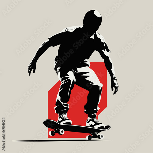 vector silhouette of skateboarder