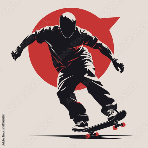 vector silhouette of skateboarder