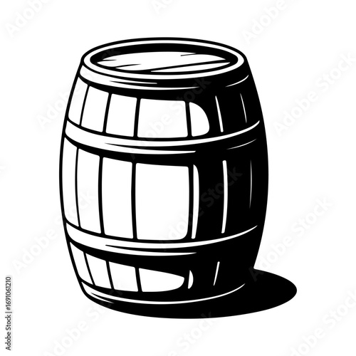Classic wooden barrel vintage storage container traditional liquid cask isolated rendered drawing ink style object vector