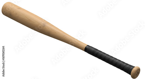 Wooden baseball bat for sport or recreation isolated PNG with Transparent Background