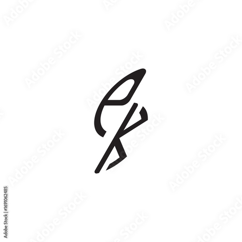 curved oval shape alphabet initial logo vector PK gaming monogram Black  letter