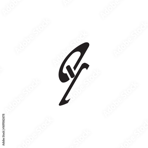 curved oval shape alphabet initial logo vector QI gaming monogram Black  letter