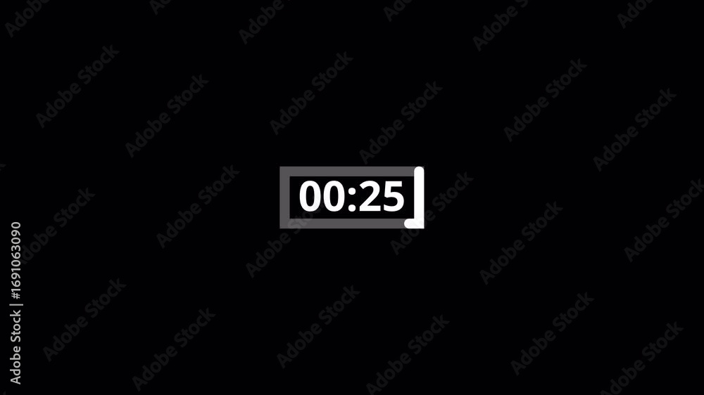 30 seconds countdown animation with transparent background, countdown timer from 30 seconds to 0 seconds, thirty countdown timer with alpha channel in 4k.