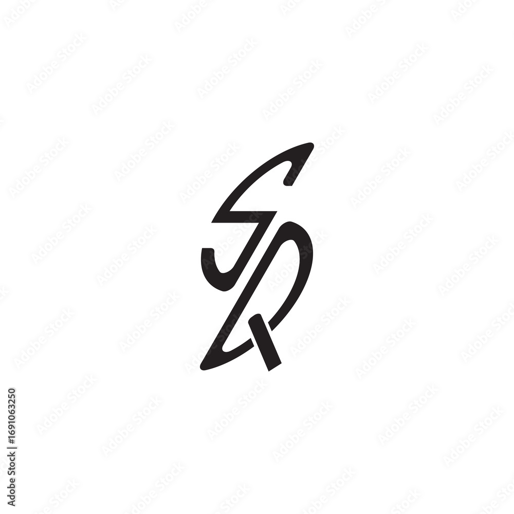 curved oval shape alphabet initial logo vector SQ gaming monogram Black letter curved oval shape alphabet initial logo vector SQ gaming monogram Black letter