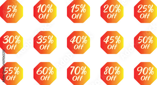 Sales and Promotions Discount Badges with Percentage Off Labels..eps