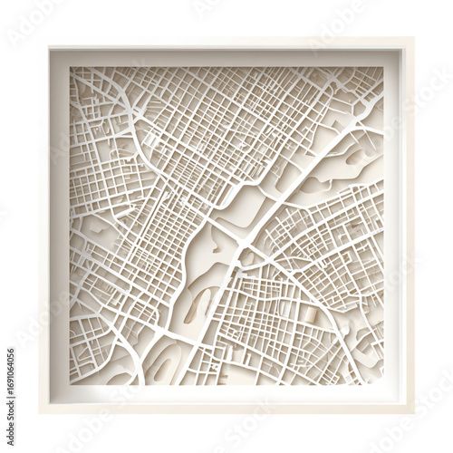 Intricate Layered Map Design in Neutral Tones for Modern Decor