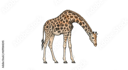 Stylized Illustration of a Giraffe with Detailed Patches png clear alpha channel cutout isolated on transparent background