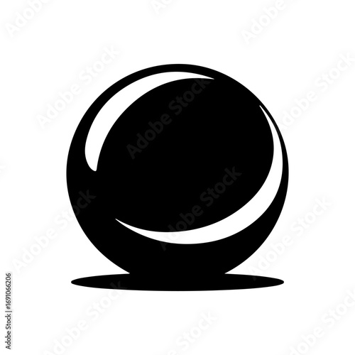 Abstract shiny black sphere with dramatic lighting and subtle shadows creating a modern graphic element vector