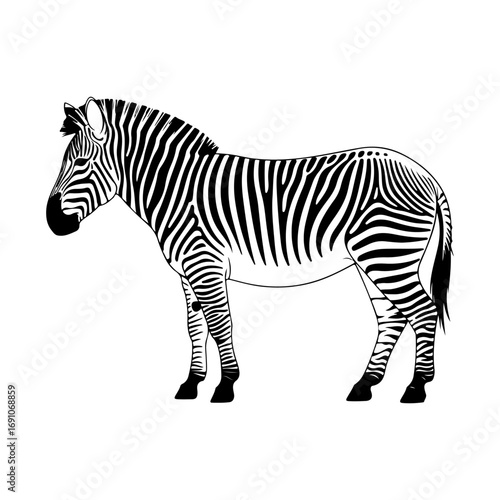 Majestic zebra standing profile view distinct black and white stripes african wildlife photography studio shot vector