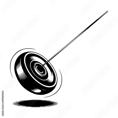 Spinning yo-yo with string and shadow symbolizing fun childhood play and recreation outdoors vector